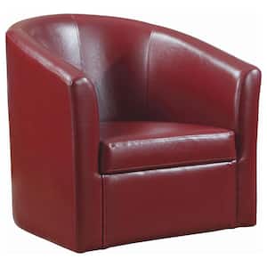 Turner Red Faux Leather Upholstery Sloped Arm Accent Swivel Chair