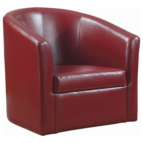 Turner Red Faux Leather Upholstery Sloped Arm Accent Swivel Chair