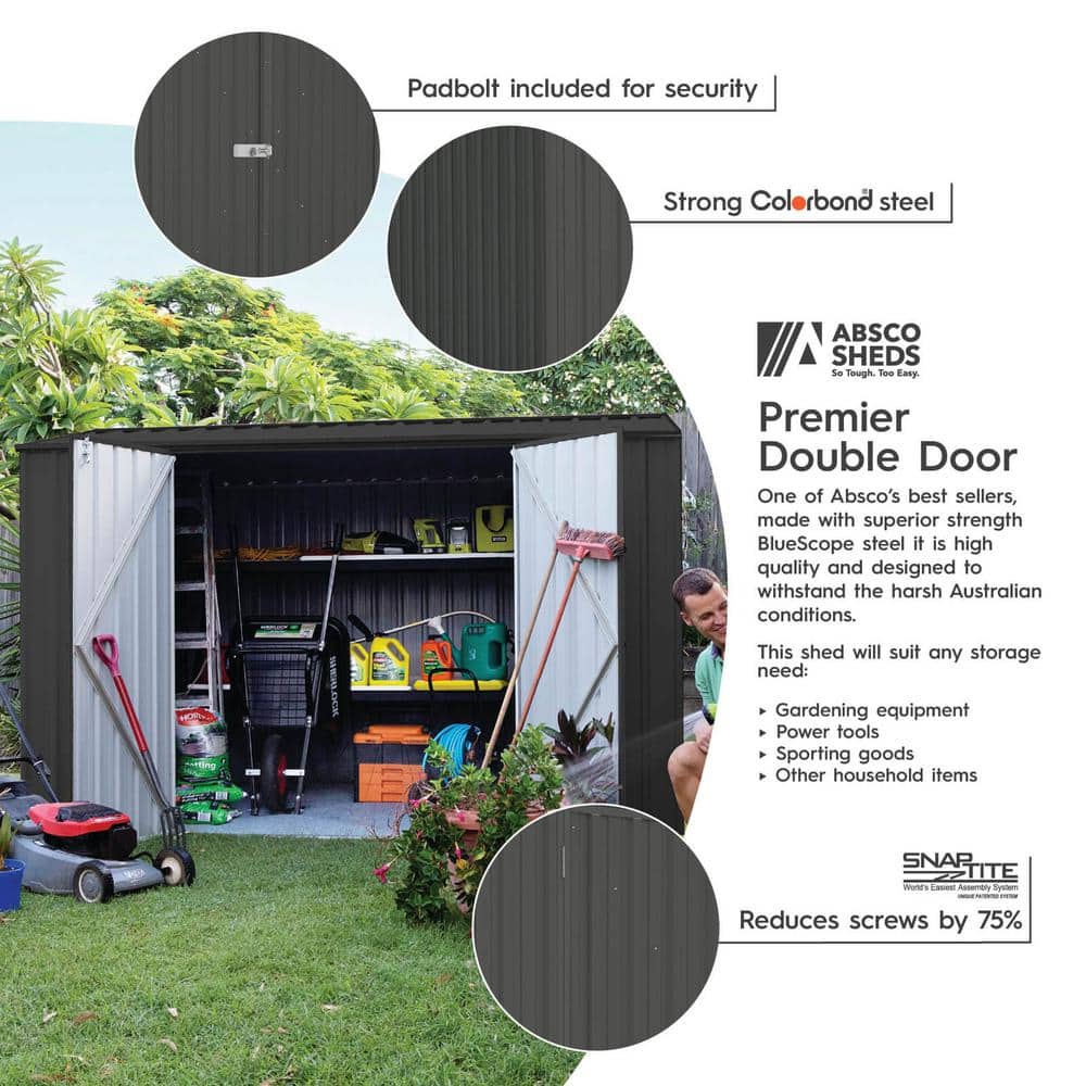 Monument Gray 10' x 7' Galvanized Steel Double Door Storage Shed