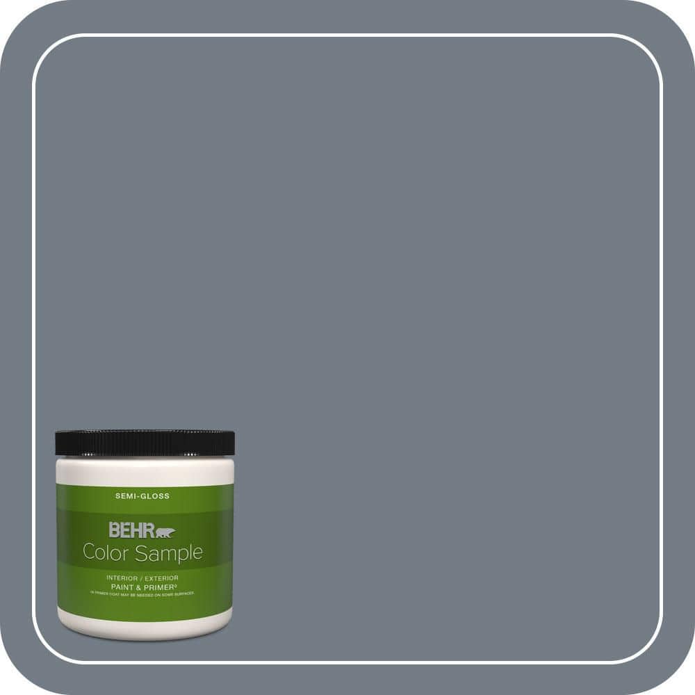 BEHR PREMIUM PLUS 8 oz. #PPF-38 Deep Shale Semi-Gloss Interior/Exterior ...