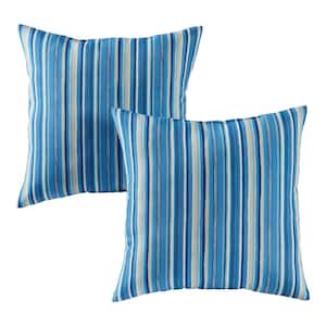 Sapphire Stripe Square Outdoor Throw Pillow (2-Pack)