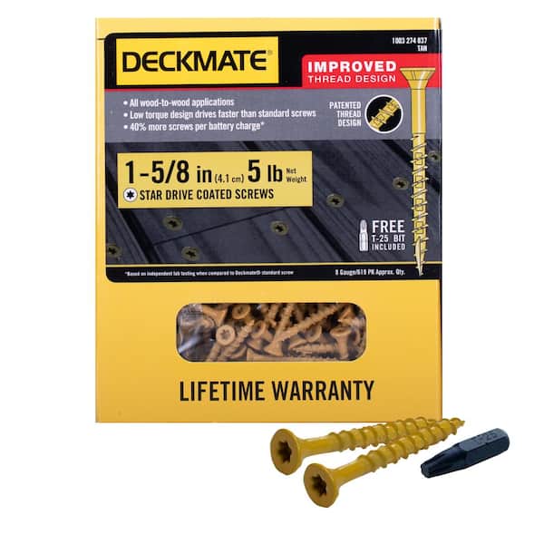 DECKMATE Deck Screws Brown 1-5/8 in x #8 Star Drive 2 Lb New-Open Box Free Ship 