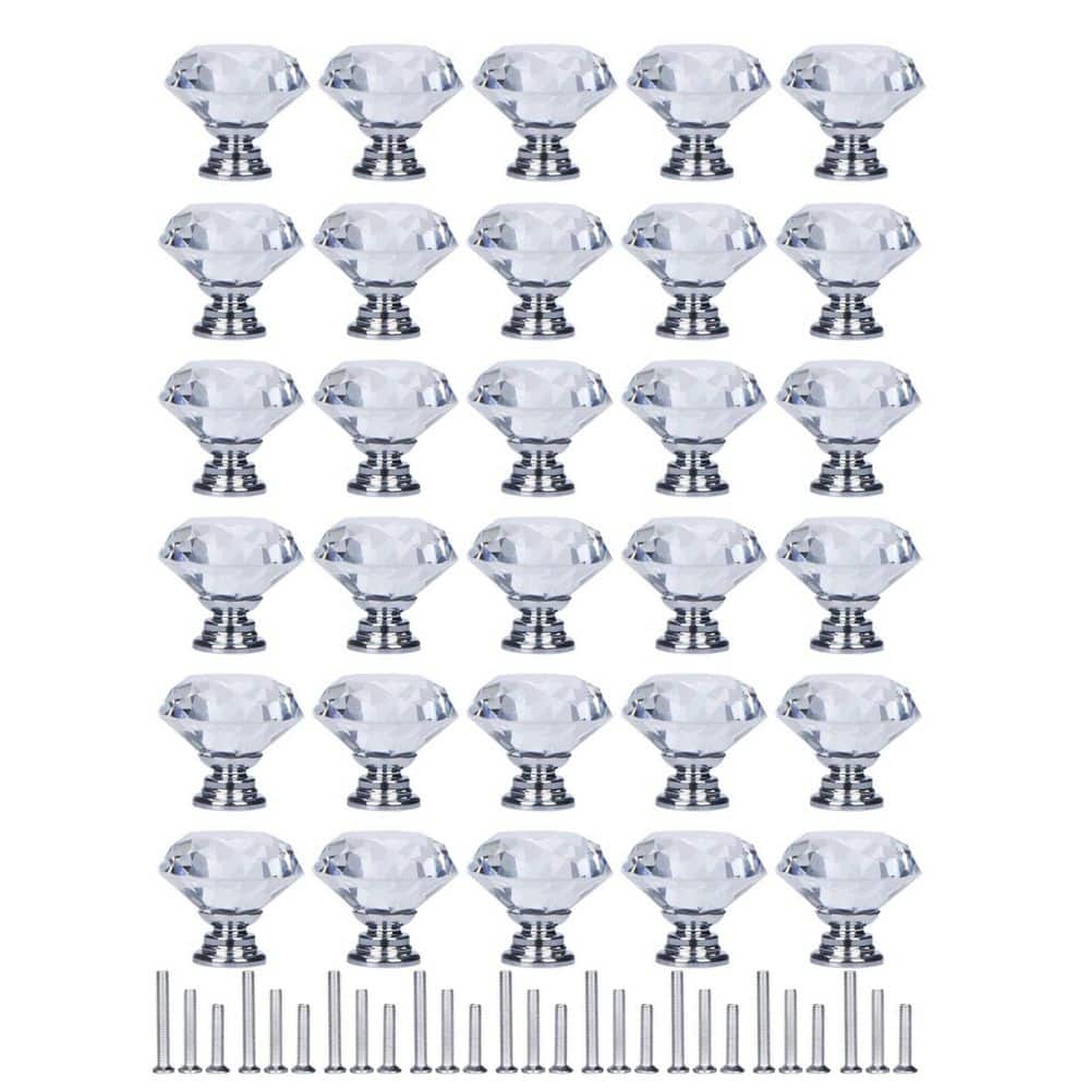 30-Pack Silver Drawer Knobs, Diamond Shaped Crystal Glass Cabinet Knobs Pull Handles price history on PriceWatchPro