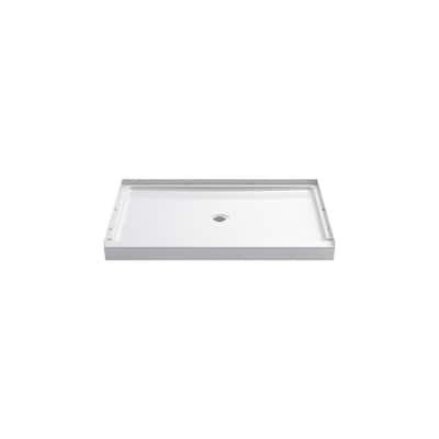 STORE+ 48 in. x 34 in. Single Threshold Center Drain Shower Base with ...