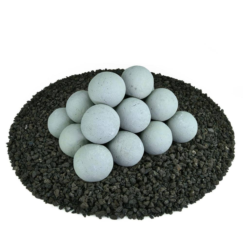 3 in. Set of 20 Ceramic Fire Balls in Pewter Gray