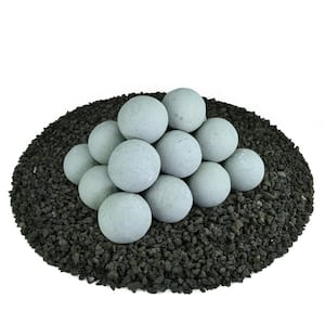 3 in. Set of 20 Ceramic Fire Balls in Pewter Gray