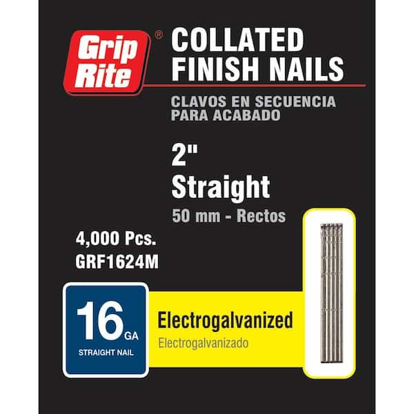 Grip-Rite 2 in. x 16-Gauge Electrogalvanized Steel Finish Nails 4000 per Box