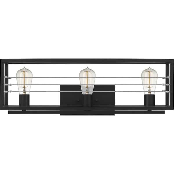 Quoizel Awendaw 24 in. 3-Light Matte Black Vanity Light