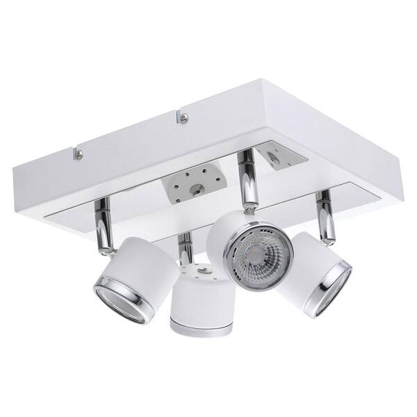 Eglo Pierino 1 9.45 in. White and Chrome Integrated LED Track Lighting Kit with Adjustable Heads