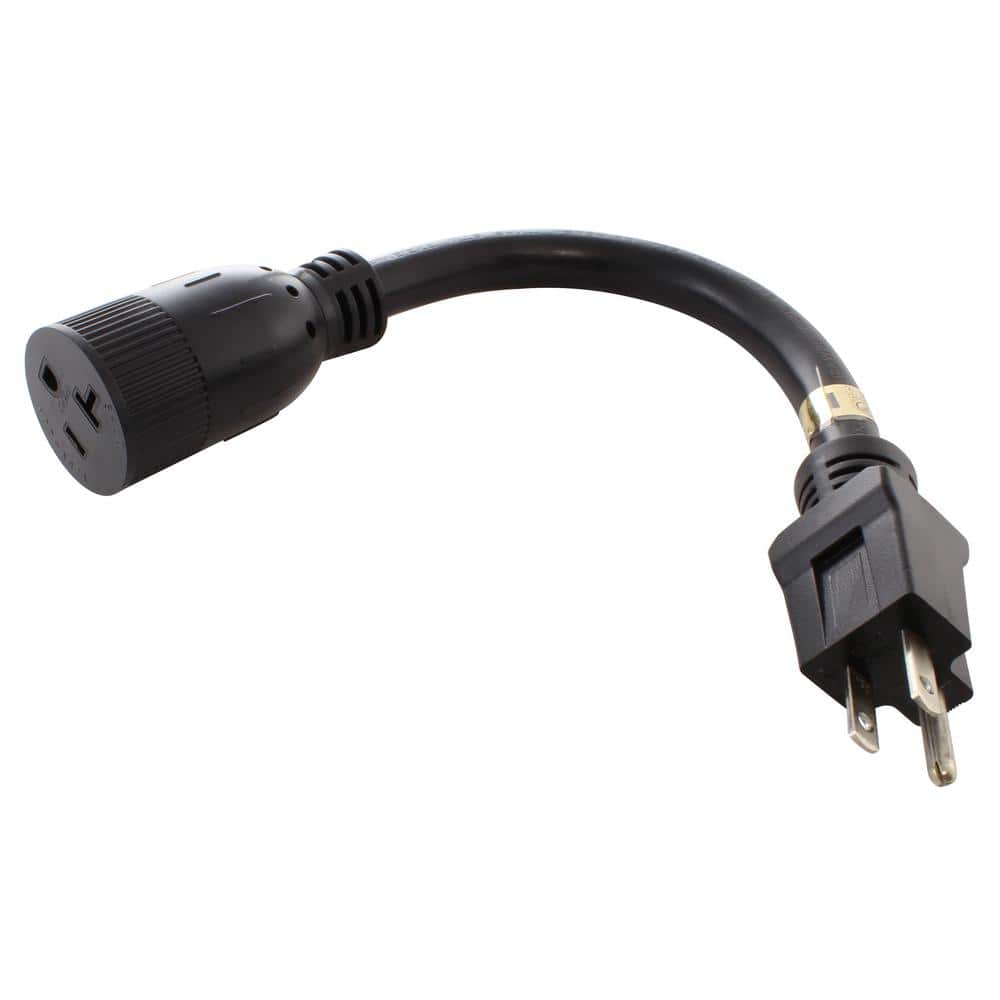 1 ft. 12/3 STW 15 Amp Household Plug to 20 Amp T-Blade 125-Volt Adapter Cor