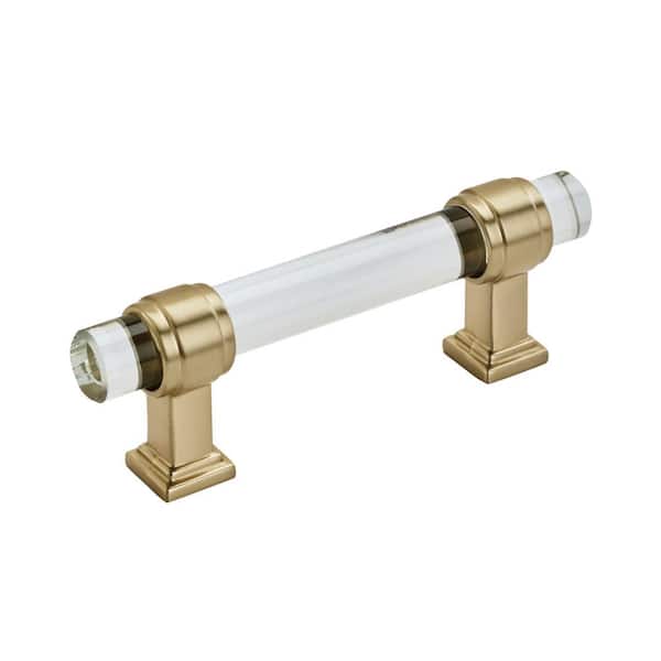 Amerock Glacio 3 in. (76mm) Modern Clear/Golden Champagne Bar Cabinet Pull