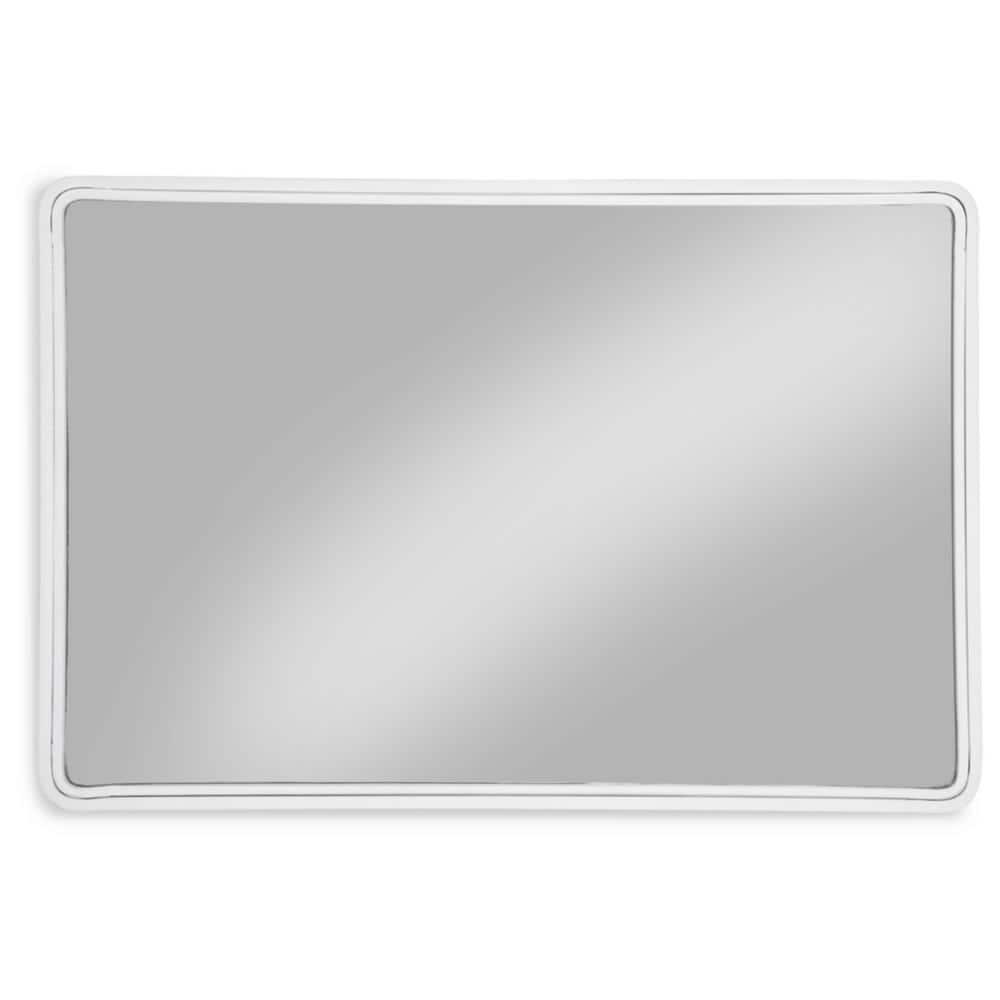 White Rectangular Contemporary Metal Frame Accent Mirror