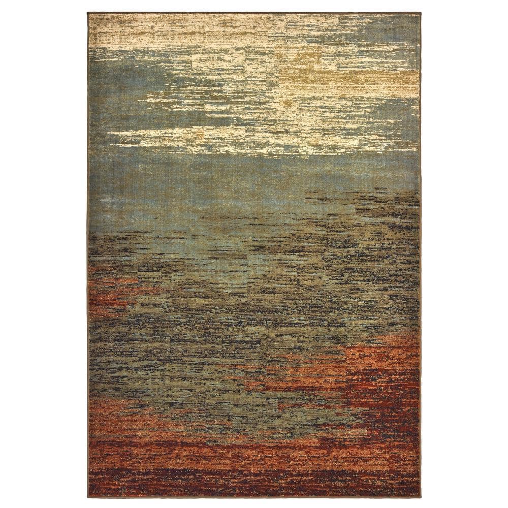 Lexington Brown/Blue 8 ft. x 10 ft. Abstract Area Rug