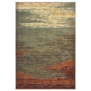 Lexington Brown/Blue 8 ft. x 10 ft. Abstract Area Rug