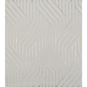 56.9 sq. ft. White/Silver Ebb And Flow Wallpaper