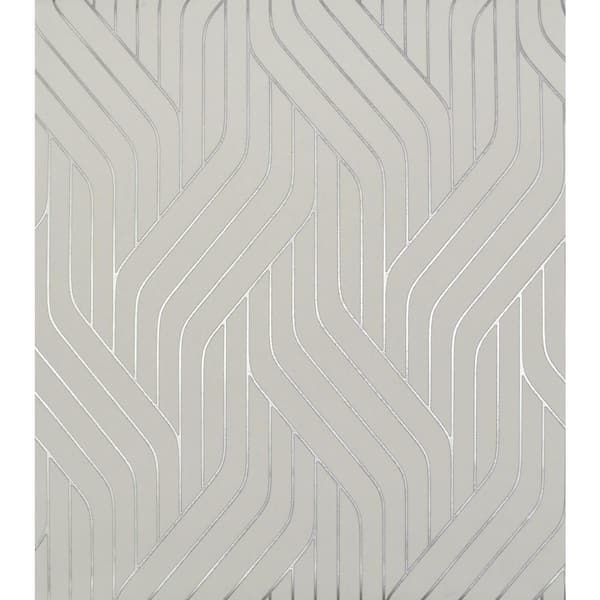 York Wallcoverings 56.9 sq. ft. White/Silver Ebb And Flow Wallpaper
