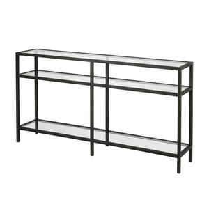 Vega 55 in. Blackened Bronze/Clear Rectangle Glass Console Table with Storage