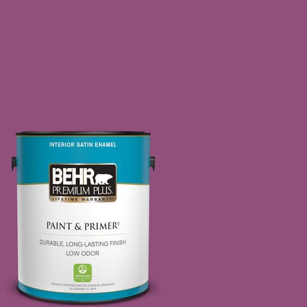BEHR PREMIUM PLUS 1 gal. #P110-7 XOXO Satin Enamel Low Odor Interior Paint & Primer