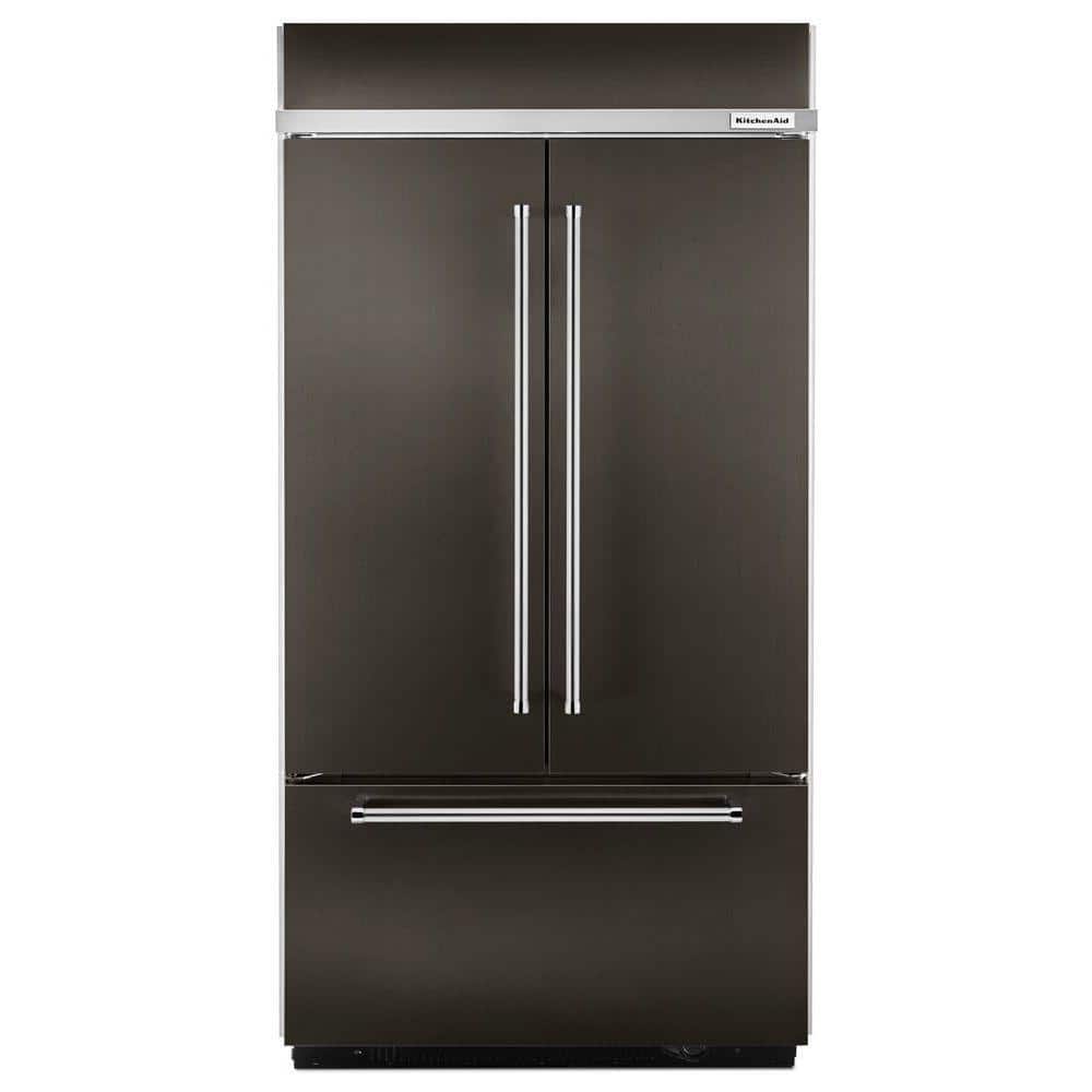 24.2 cu. ft. Built-In French Door Refrigerator in Black Stainless, Platinum Interior