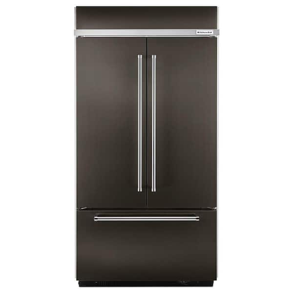 KitchenAid 24.2 cu. ft. Built-In French Door Refrigerator in Black Stainless, Platinum Interior