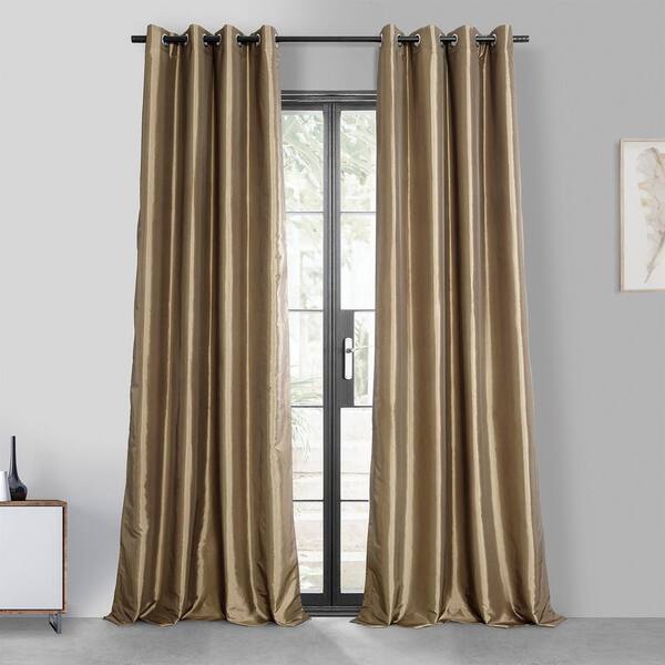 Exclusive Fabrics & Furnishings Gold Nugget Faux Silk Grommet Blackout Curtain - 50 in. W x 84 in. L (1 Panel)