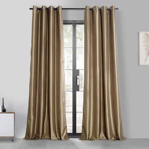 Gold Nugget Faux Silk Grommet Blackout Curtain - 50 in. W x 96 in. L (1 Panel)