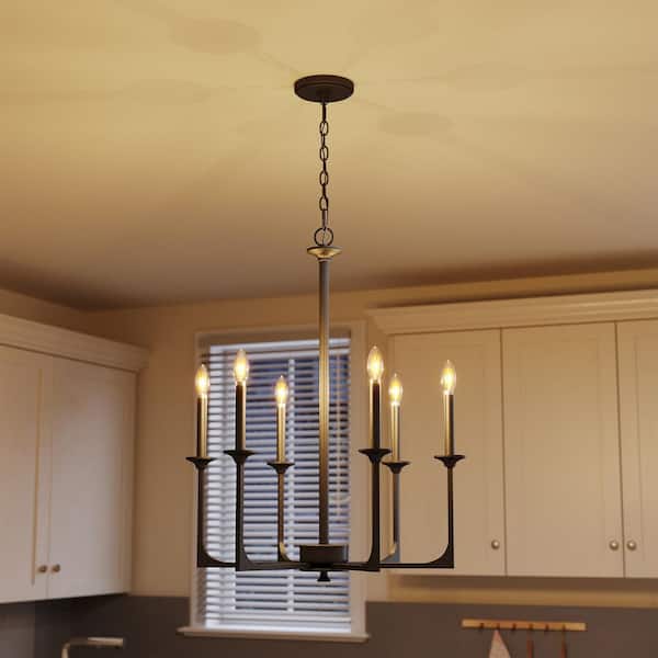 27 in. 6-Light Black Farmhouse Candle Chandelier, Modern Hanging Ceiling Light for Living Room, Dining Room, Foyer