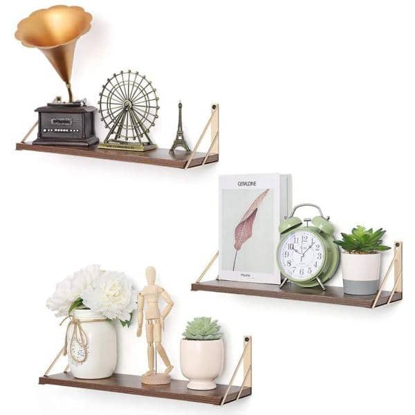  RICHER HOUSE 2-in-1 Floating Shelves Wall Mounted Set