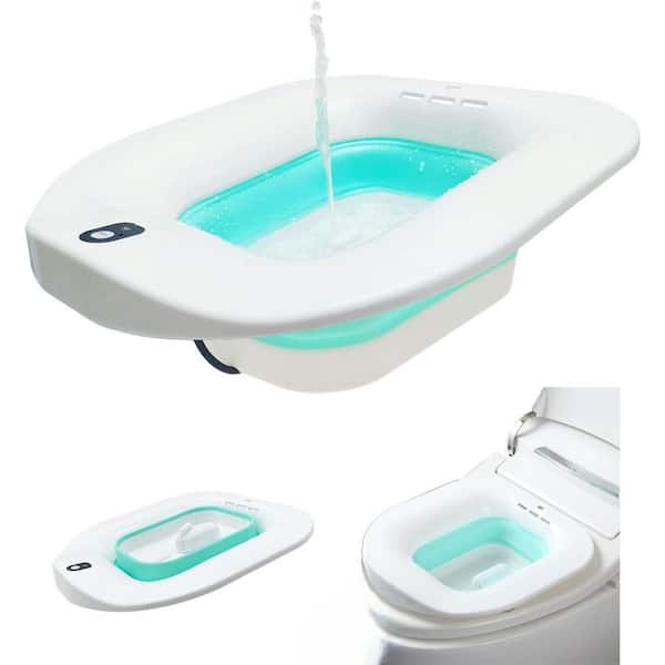 Electric Sitz Bath Automatic Flushing Foldable Bidet Basin Hemorrhoid Relief  14.84 in. L x 13.5 in. W x 2.2 in. H Green