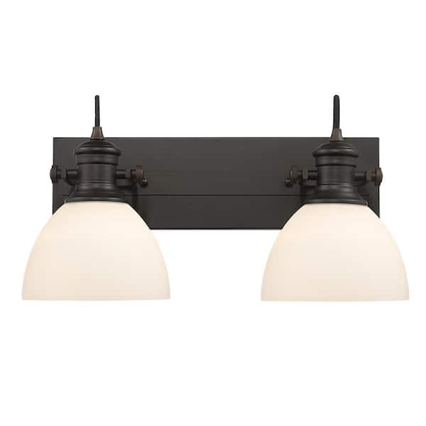 Golden Lighting Hines 2-Light Rubbed Bronze Bath Vanity with Opal Glass