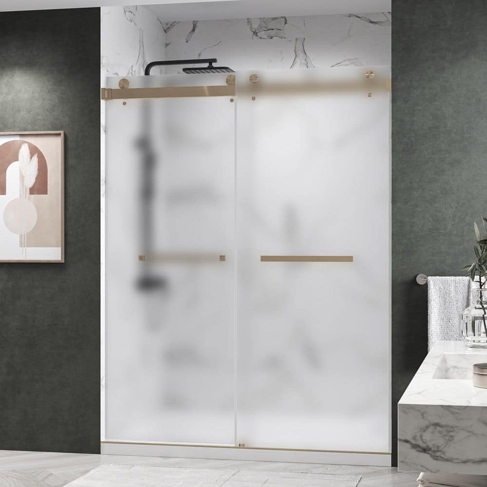 CatalystAE 50 to 54 in. W x 76 in. H Double Sliding Frameless Shower Door in Brushed Bronze with 3/8 in. Obscure Glass price history on PriceWatchPro