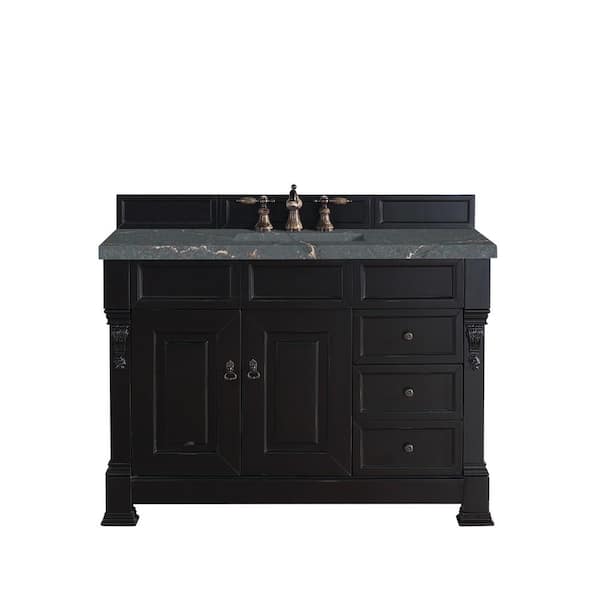 James Martin Vanities Brookfield 48.0 in. W x 23.5 in. D x 34.3 in. H Single Bathroom Vanity in Antique Black with Parisien Bleu Quartz Top