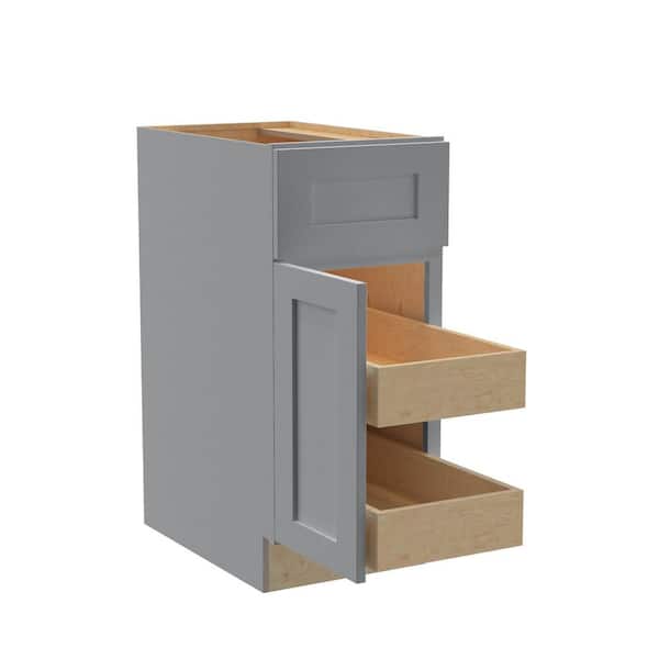 Home Decorators Collection Newport 15 in. W x 24 in. D x 34.5 in. H Assembled Plywood Base Kitchen Cabinet in Pearl Gray with 2ROT Soft Close LH