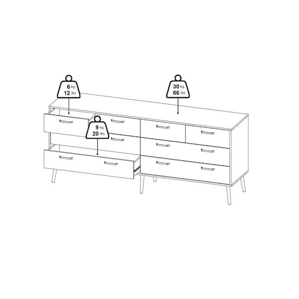Tvilum Tone Mocha Oak 8 Drawer 77.05 in. W Double Dresser