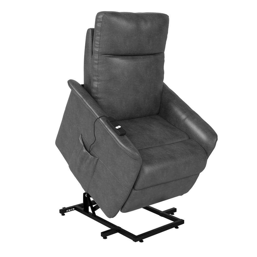 ProLounger Gray Faux Leather Power Lift Assist Recliner with Remote ...