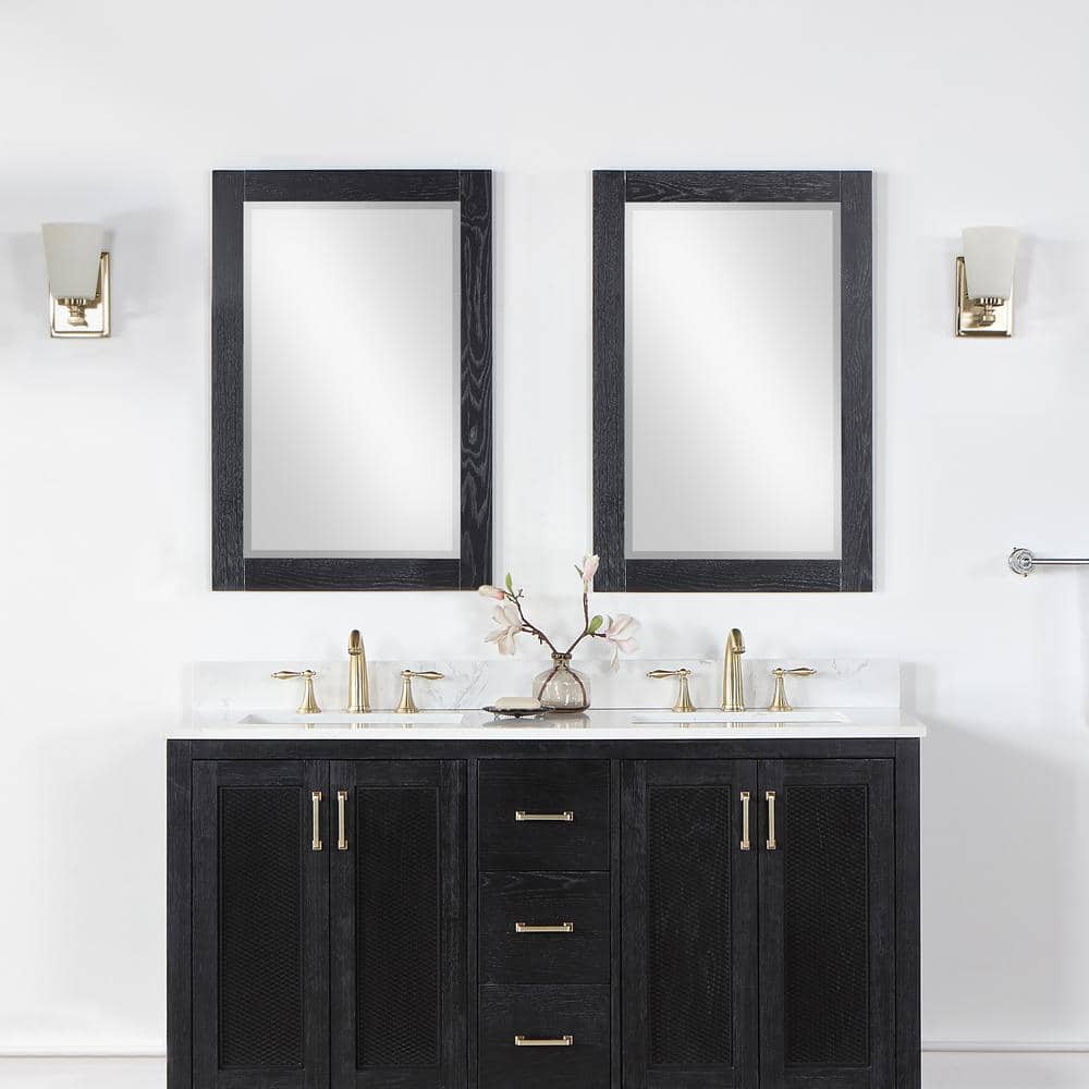 Ivy Black Oak Rectangular Wood Framed Wall Mirror
