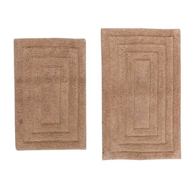 CASTLE HILL LONDON Racetrack Natural 20 in. x 30 in. and 40 in. x 24 in. 2-Piece Bath Rug Set