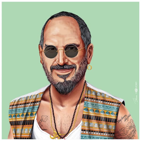 Empire Art Direct "Hip Steve" Multi-color Free Floating Reverse Unframed Printed Tempered Art Glass Wall Art 24 in. x 24 in.