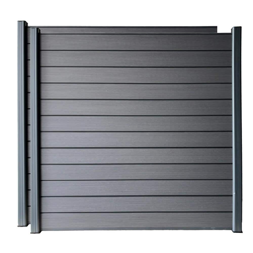 Complete Kit 6 ft. x 6 ft. Gray WPC Composite Fence Panel w/Pronged Holders