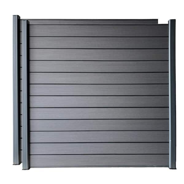 LH EP Complete Kit 6 ft. x 6 ft. Gray WPC Composite Fence Panel w/Pronged Holders and Post Kits (2 set)