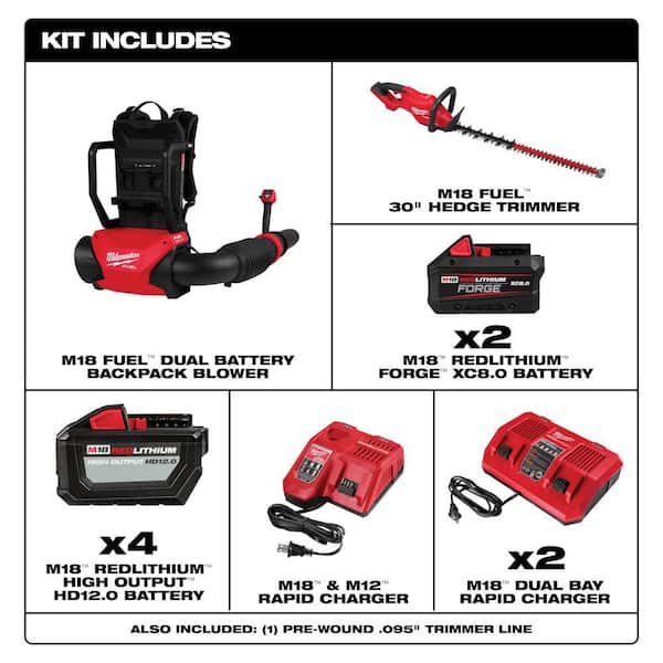 【まろん様注文分】レッドデビル(1台分)＋プラグヒーター用バッテリー Milwaukee M18 FUEL 18V Brushless Cordless Dual Battery Backpack