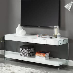 60 in. White Plastic TV Stand Fits TVs up to 58 in. with 2-Drawers