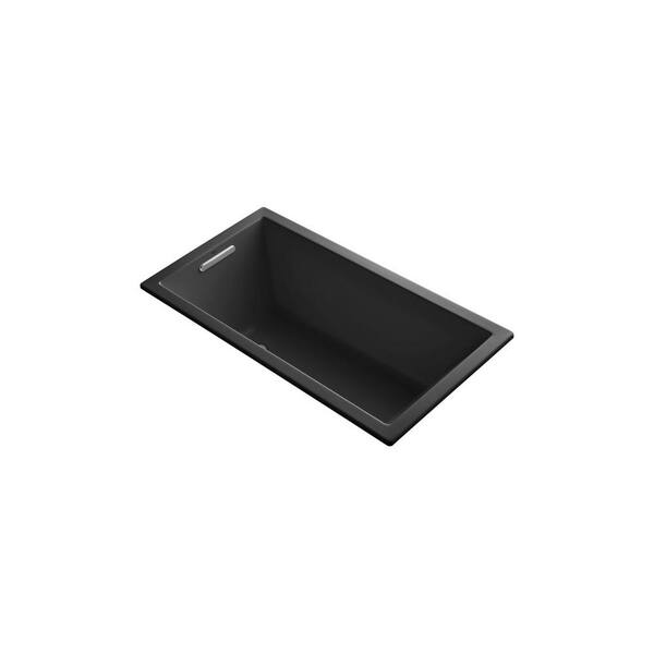 KOHLER Underscore 60 in. Rectangular Drop-in VibrAcoustic Bathtub with Bask Heated Surface in Black