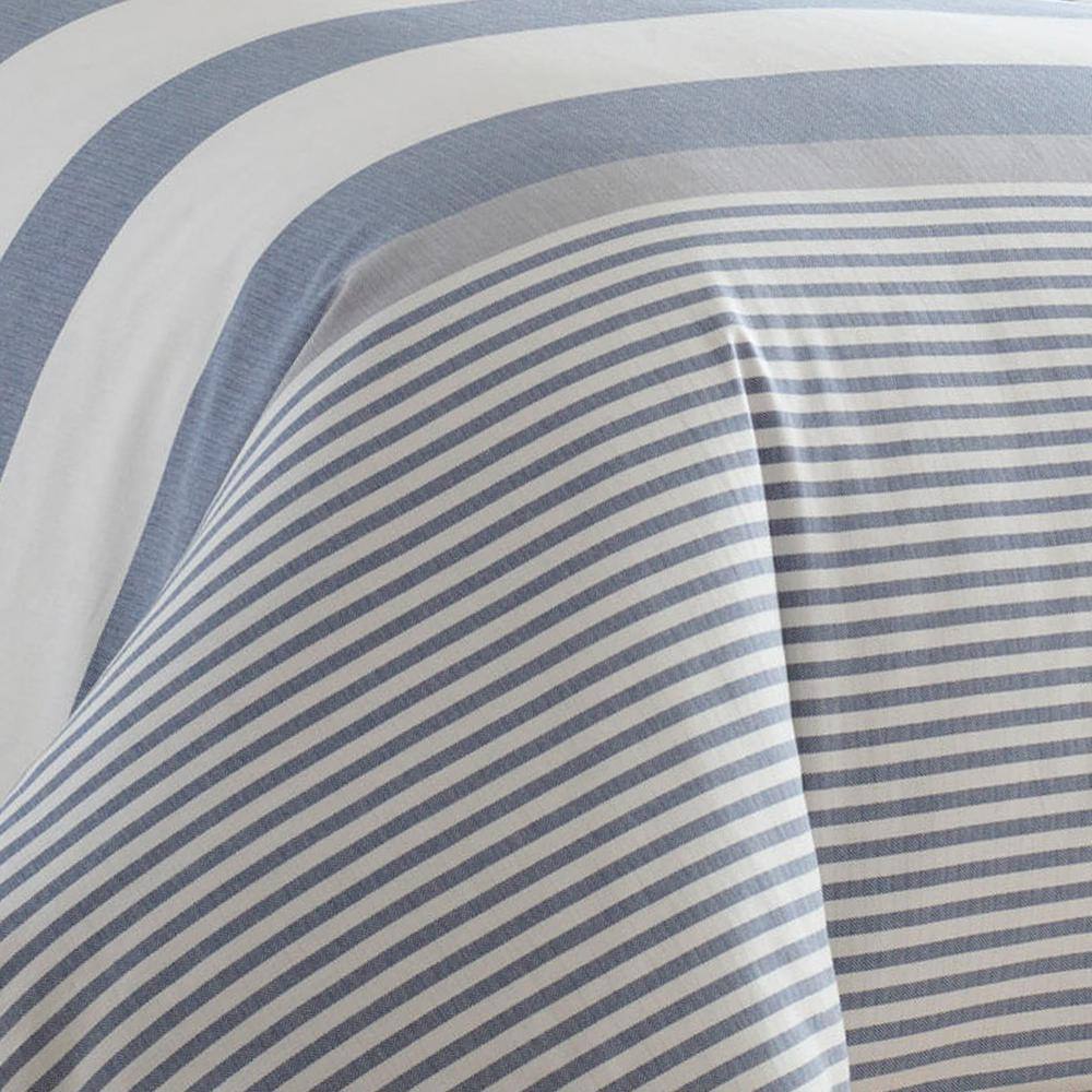 Nautical Blue and White Cotton Queen Duvet Set