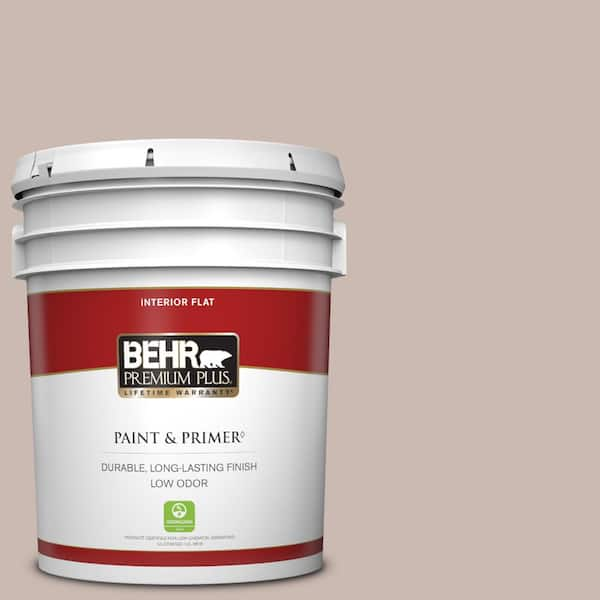 BEHR PREMIUM PLUS 5 gal. #N170-3 Gray Ashlar Flat Low Odor Interior Paint & Primer