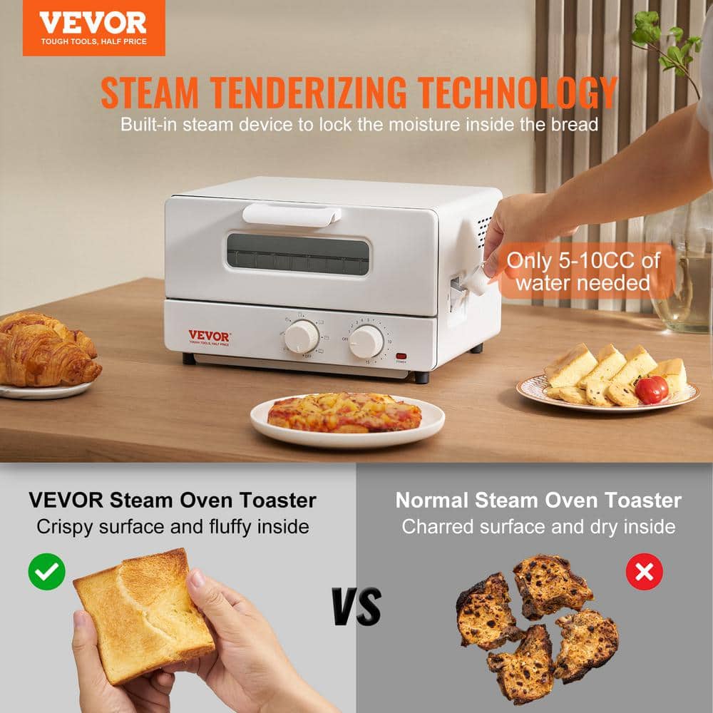 White Compact 12L Steam Convection Toaster Oven