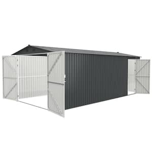 10 ft. W x 20 ft. D Metal Outdoor Storage Shed/Garage Shed with 2-Doors and 4 Vents, 190 sq. ft., Gray