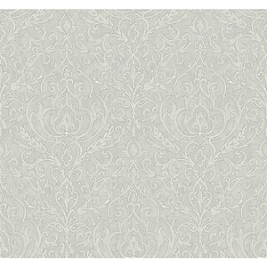 Soft Damask Grey Paper Non-Pasted Strippable Wallpaper Roll (Cover 60.75 sq. ft.)