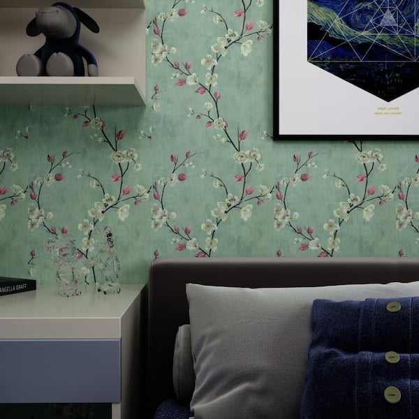 Green Peel and Stick Wallpaper Self Adhesive Wall Paper Removable Wallpaper Roll (2-Roll, 17.7 in. W x 118.11 in. L)