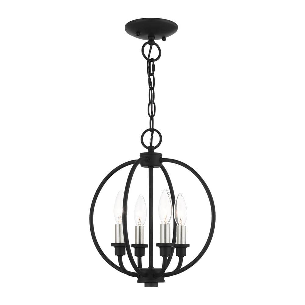 Elegant Black and Brushed Nickel 4-Light Crystal Pendant